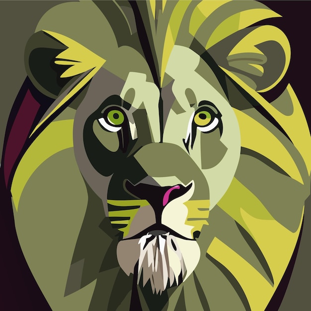 Animal Tiger lion vector illustration cute shapes cat character flat