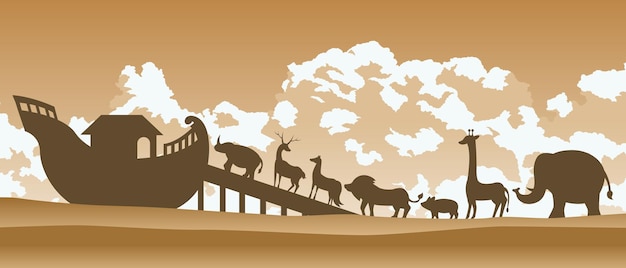 animal walk to be on noah boataccording to bible storyvector illustration