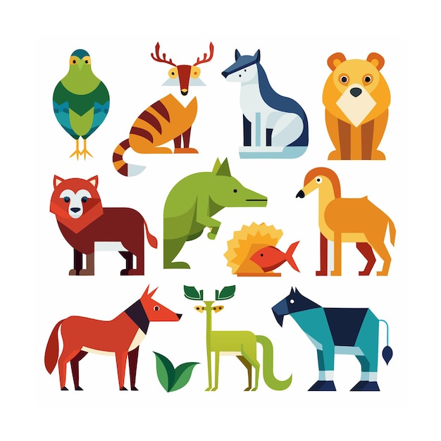 Vector animal and wildlife icon set vector illustration