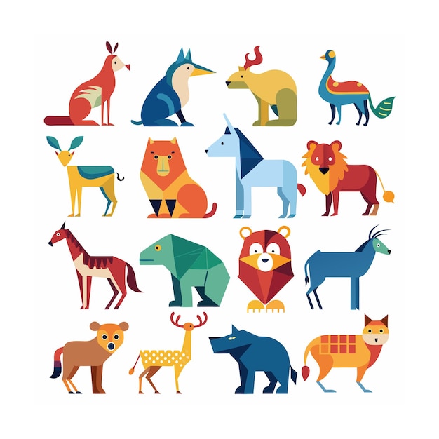 Vector animal and wildlife icon set vector illustration