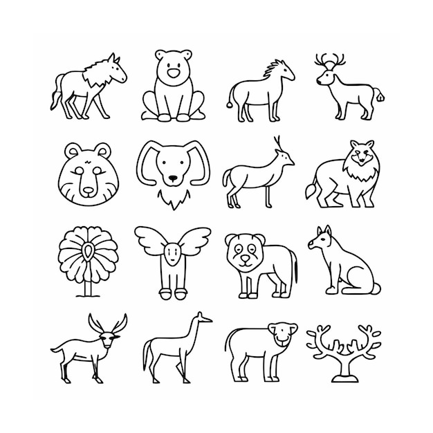 Vector animal and wildlife icon set vector illustration