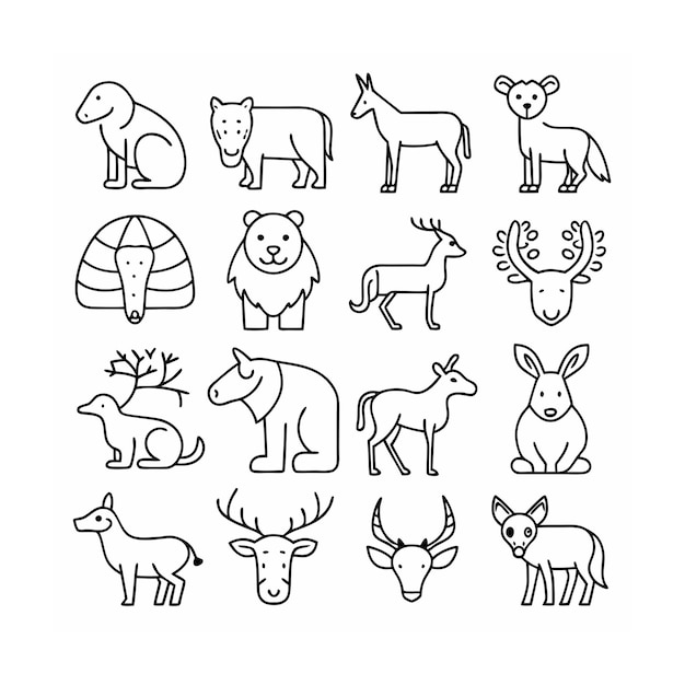 Vector animal and wildlife icon set vector illustration