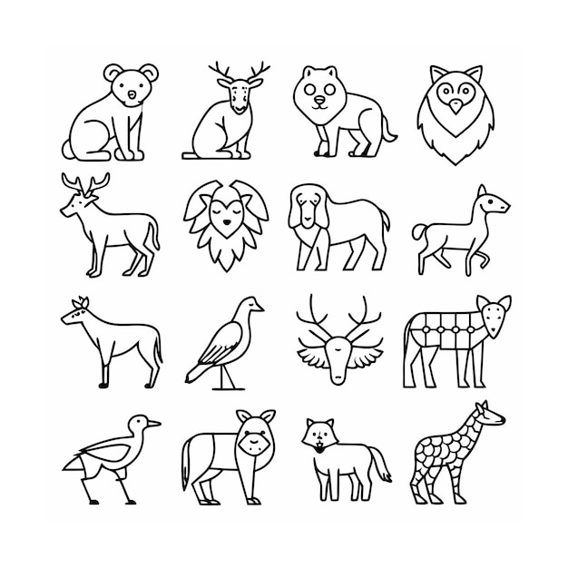 Vector animal and wildlife icon set vector illustration