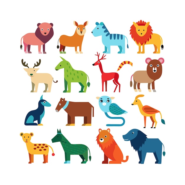 Vector animal and wildlife icon set vector illustration