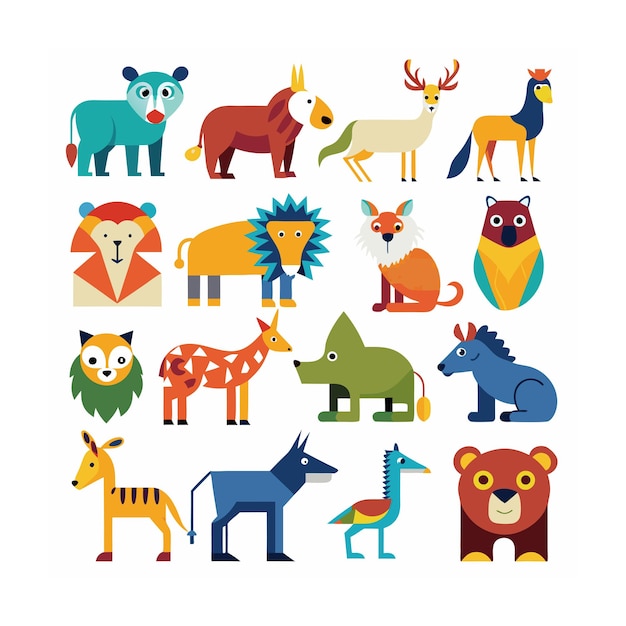 Vector animal and wildlife icon set vector illustration