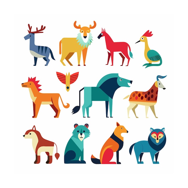 Vector animal and wildlife icon set vector illustration