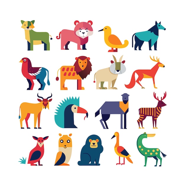 Vector animal and wildlife icon set vector illustration