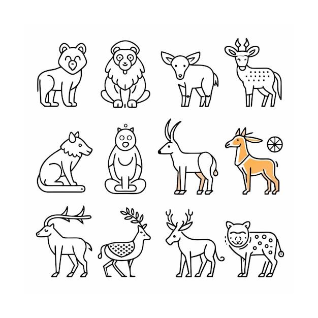 Vector animal and wildlife icon set vector illustration