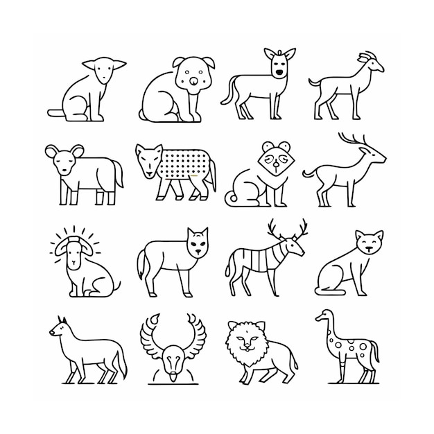 Vector animal and wildlife icon set vector illustration