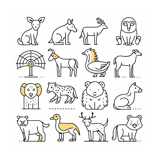 Vector animal and wildlife icon set vector illustration