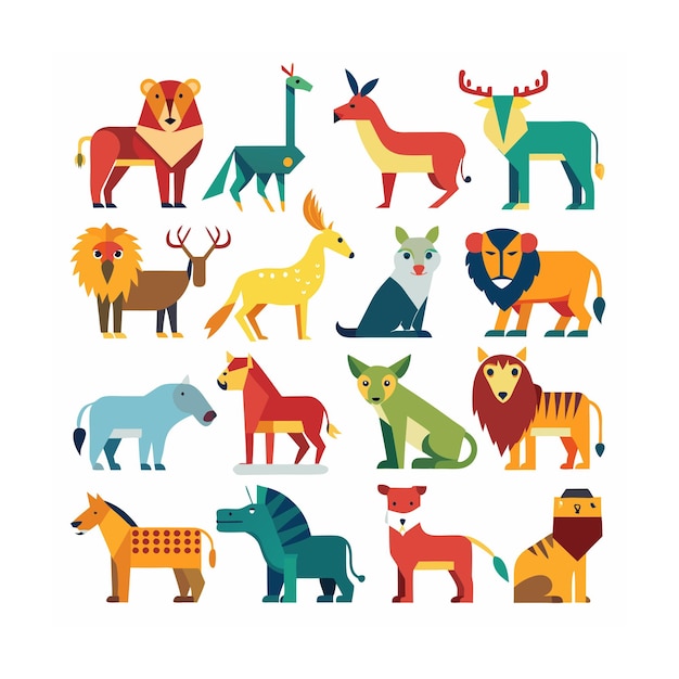 Vector animal and wildlife icon set vector illustration