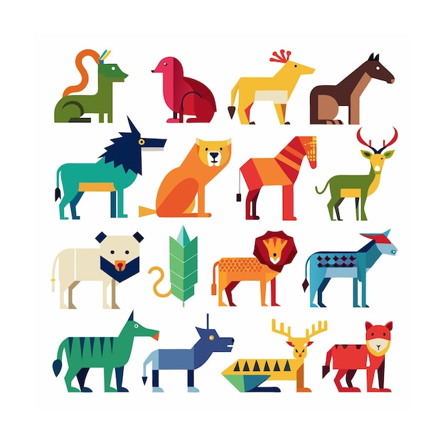 Vector animal and wildlife icon set vector illustration