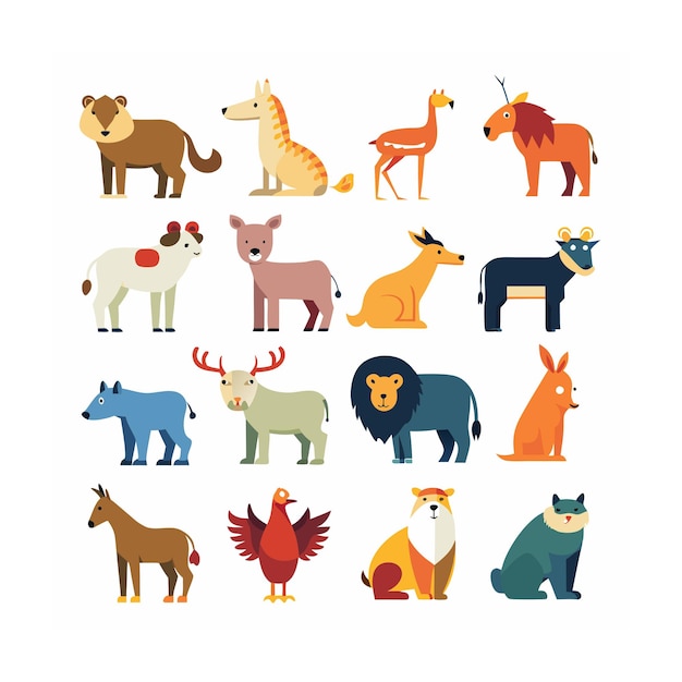 Vector animal and wildlife icon set vector illustration