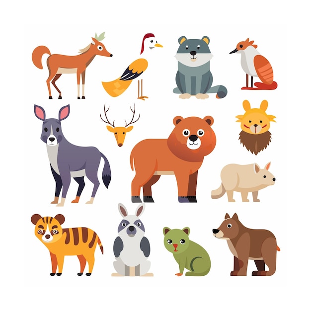 Vector animal and wildlife icon set vector illustration