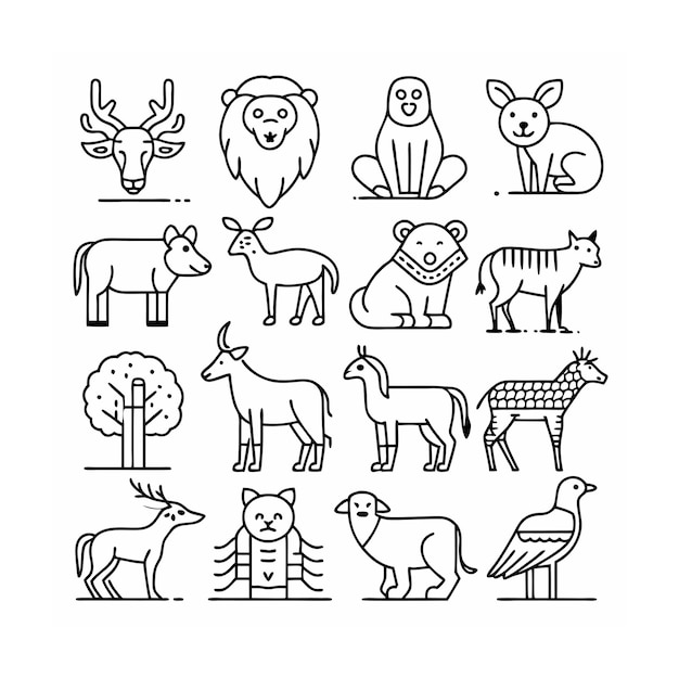 Vector animal and wildlife icon set vector illustration