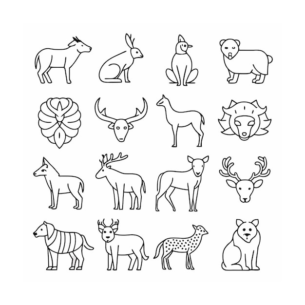 Vector animal and wildlife icon set vector illustration