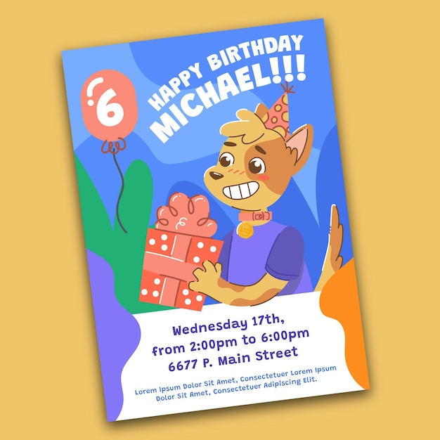 Vector animals birthday invitation template