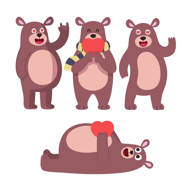 Animals cartoon icons with cute bear