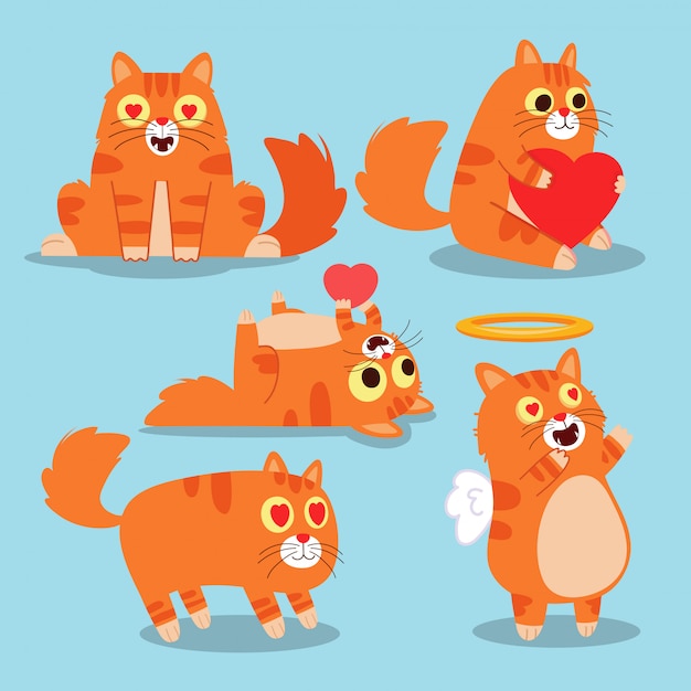 Animals cartoon icons with cute cat