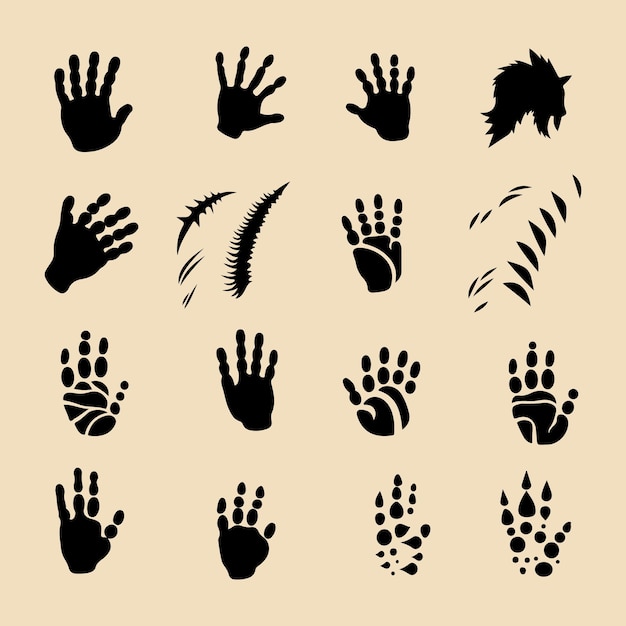 Animals claw scratches black silhouette clip art