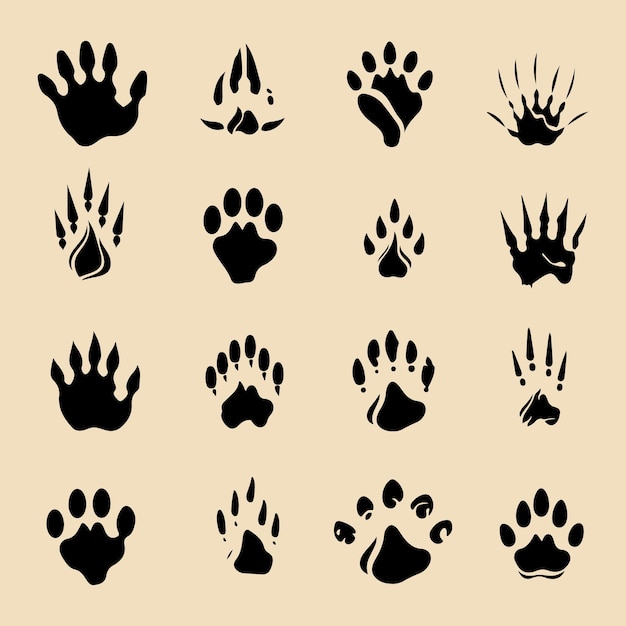 Animals claw scratches black silhouette vector