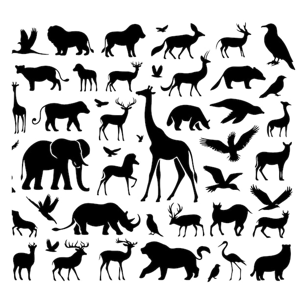 Vector animals collection silhouettes vector