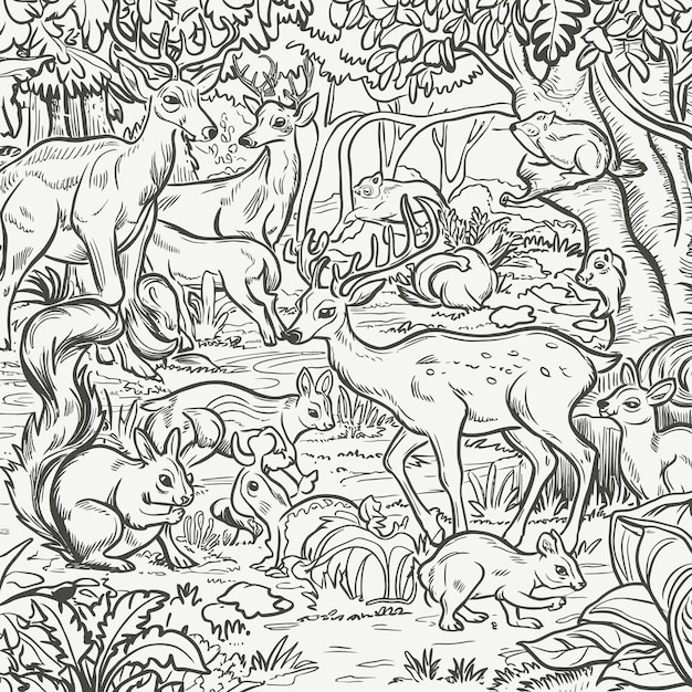 Animals coloring page for kids