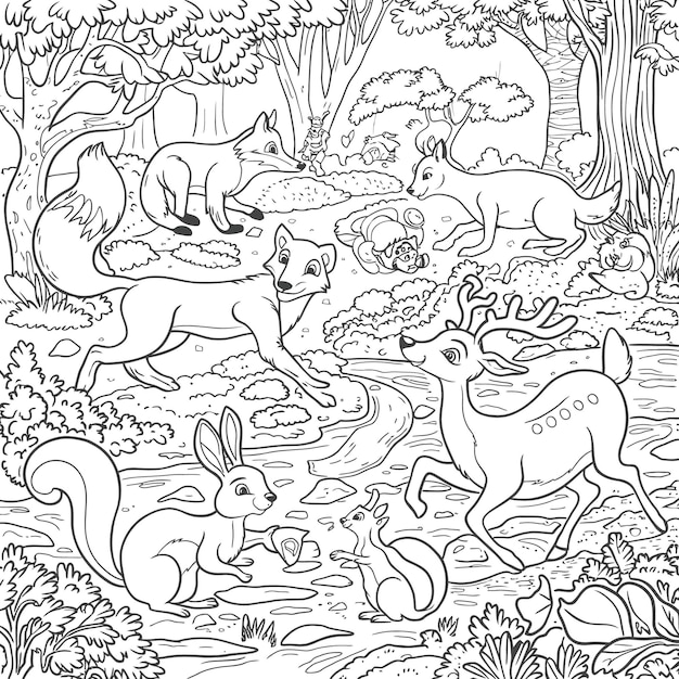 Animals coloring page for kids