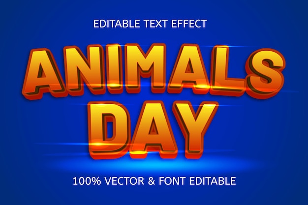 Animals day style cartoon editable text effect