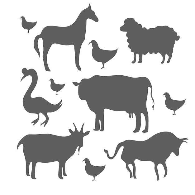 Animals silhouette bundle set vector