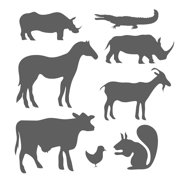 Animals silhouette bundle set vector