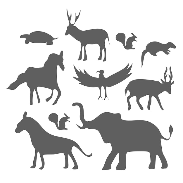 Animals silhouette bundle set vector