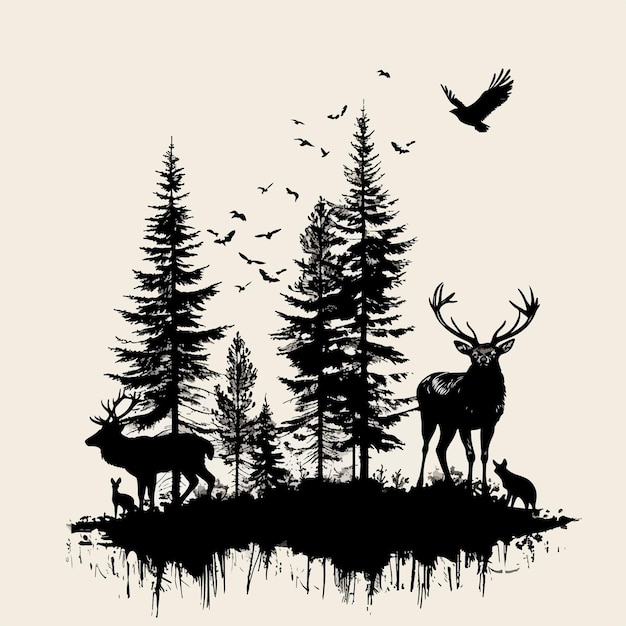 Animals silhouette illustration