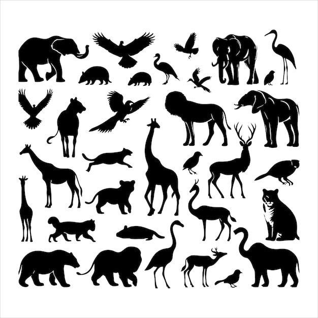 Vector animals silhouettes vector