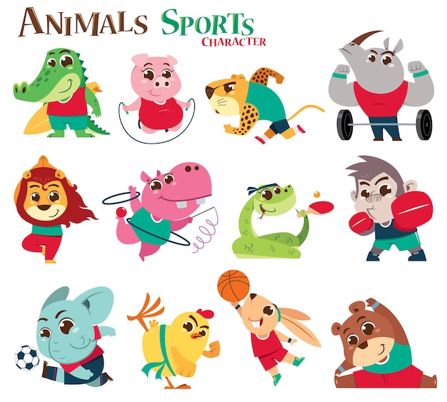 Animals Sports Character cartoon