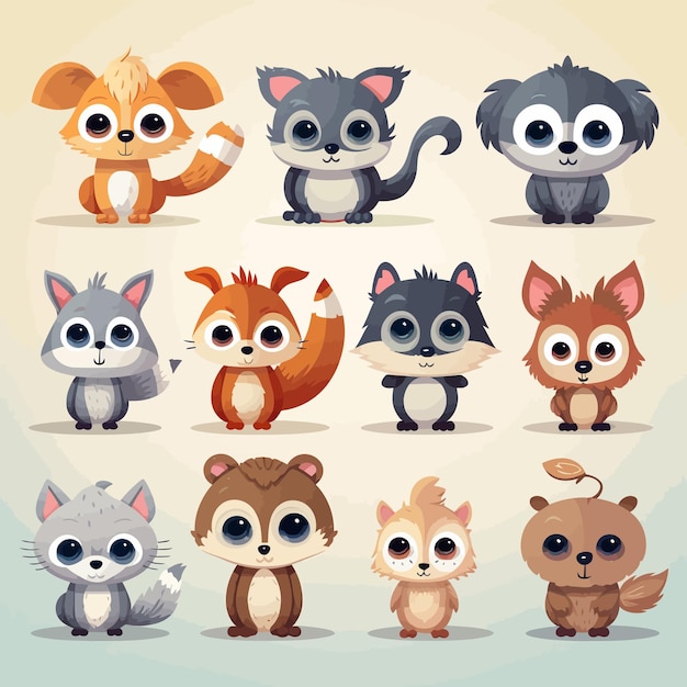 animals vector style cute cartoon