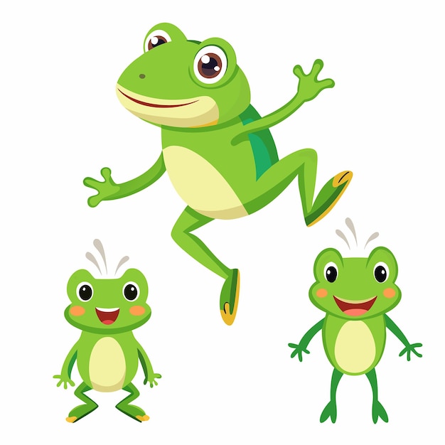 Vector animated cartoon sequence of a humorous hopping frog