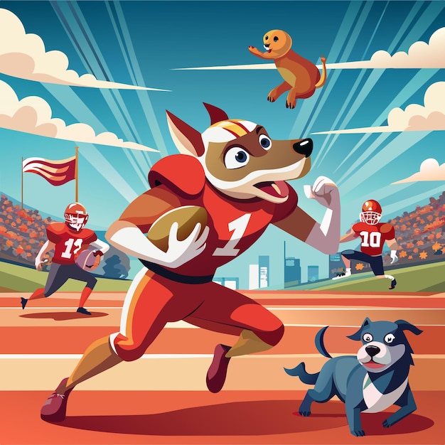 Animated Dogs Playing American Football Generative AI