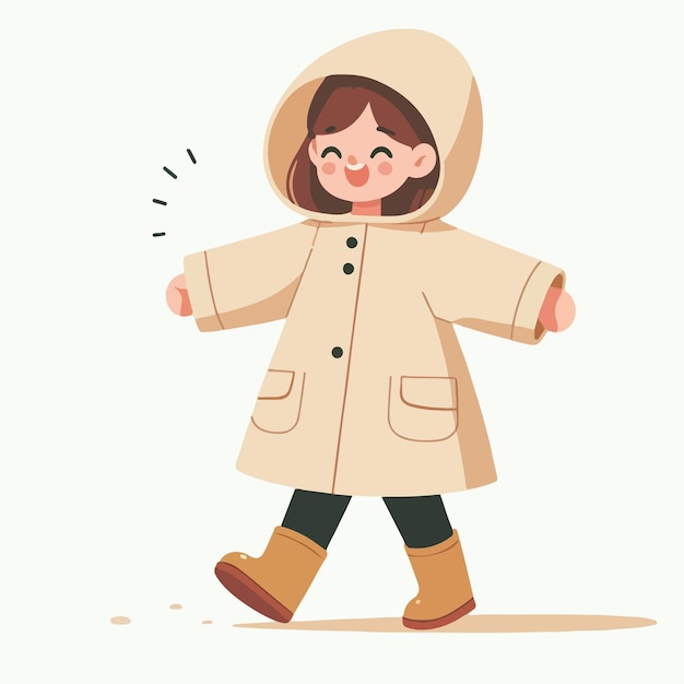 Vector animated girl in cold weather gear