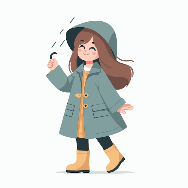 Vector animated girl in cold weather gear