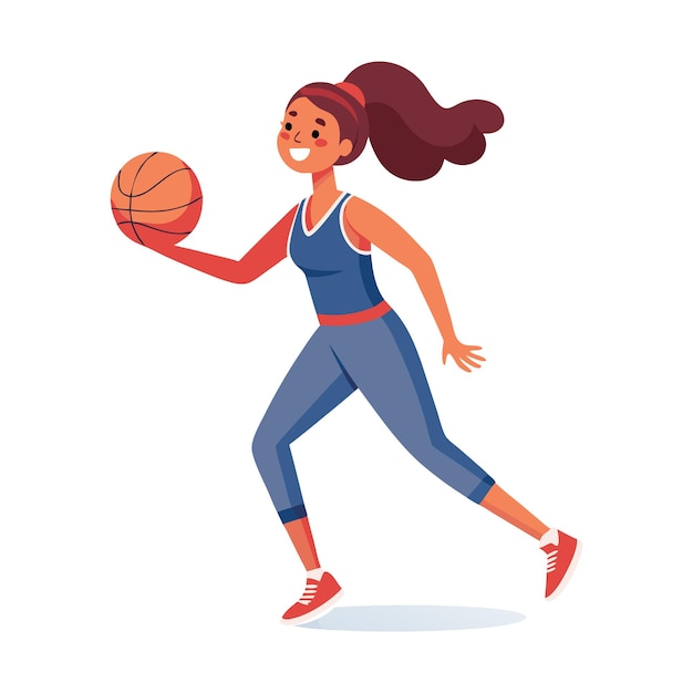 Animated Girl Playing Basketball in Sports Attire