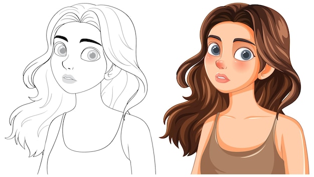 Animated Girl with Brown Hair