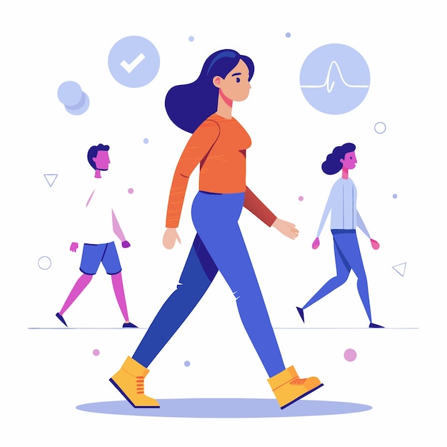 Vector animated walk cycle of a stylish young woman