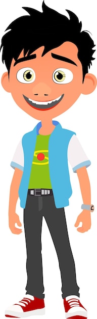 Animation Style vector cheerful boy cartoon character