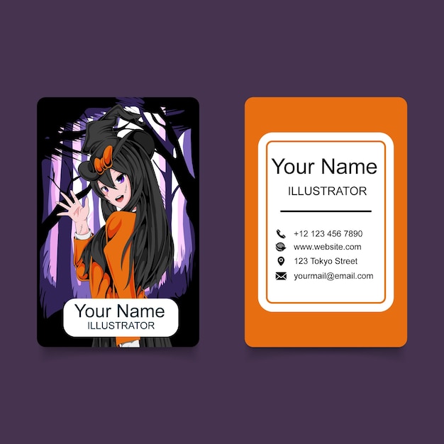 Vector anime business card desain template