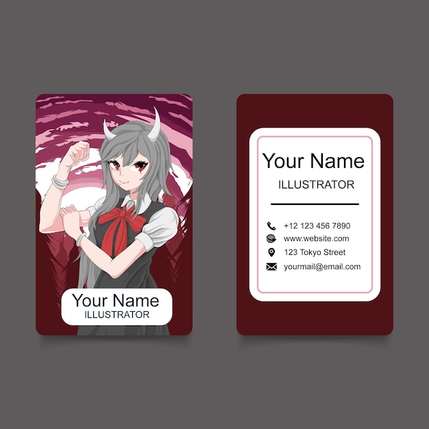 anime business card desain template