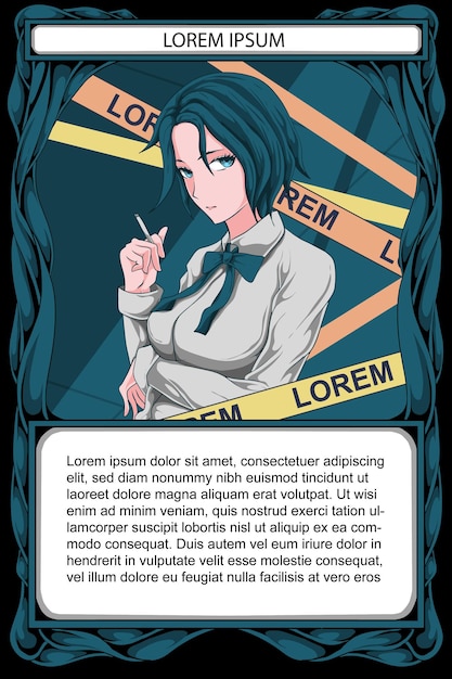 Vector anime card game desain template