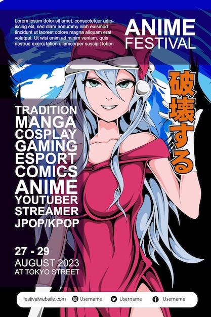 Vector anime colorful festival poster design