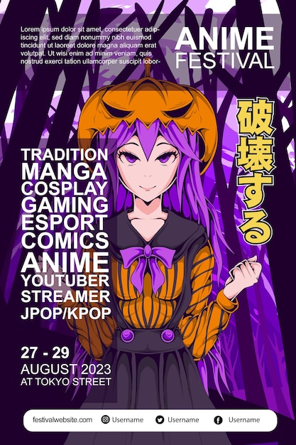 Vector anime colorful festival poster design