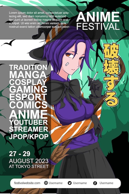 Vector anime colorful festival poster design